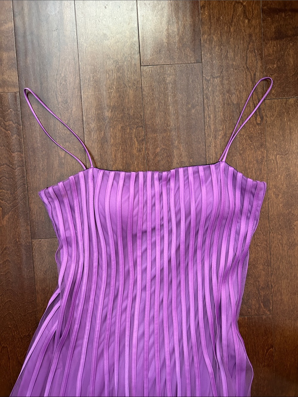 JS Collections Midi Corset Style Purple Spaghetti-Strap Tulle Dress, Size 16 - Picture 2 of 16